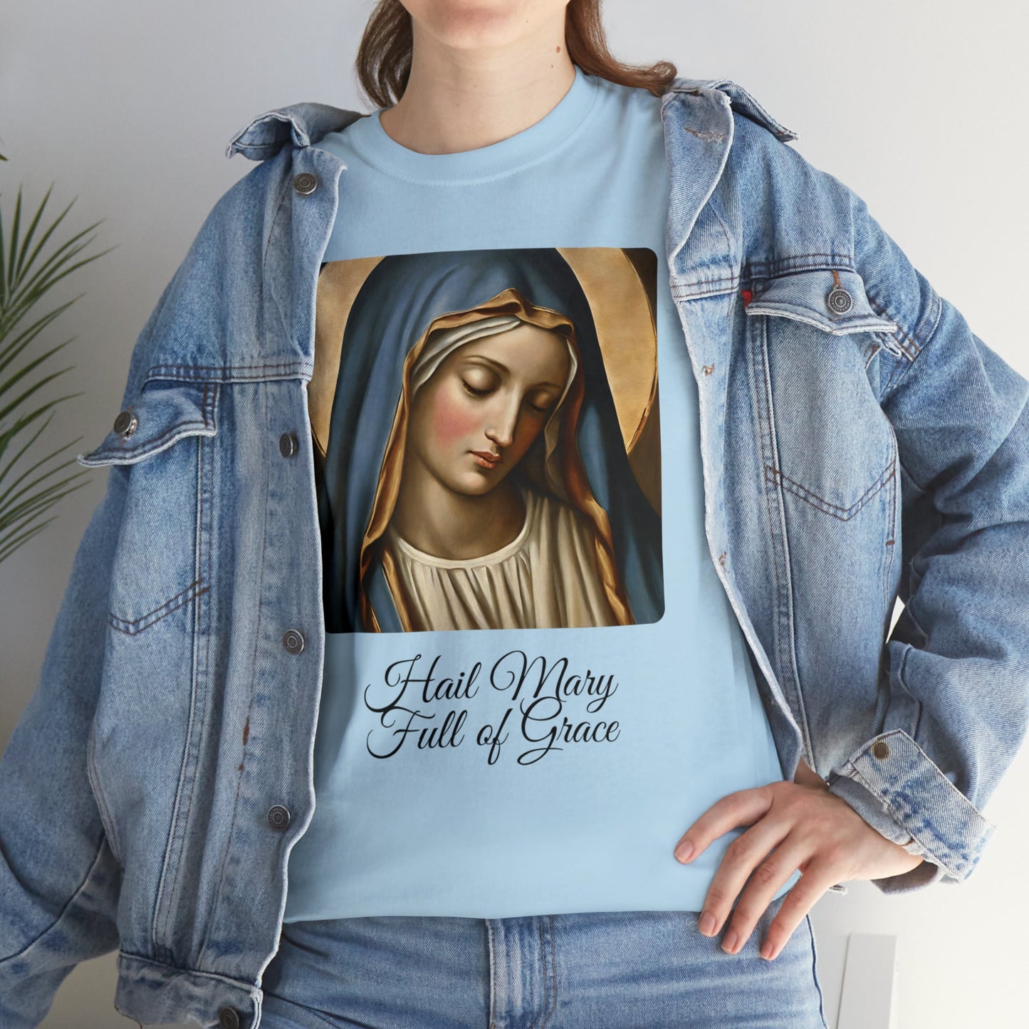 Blessed Virgin Mary Cotton Tee, Comfort Color Lightweight T-Shirt, Regular Round Neck T-Shirt, T-Shirt for Unisex, Short Sleeve TShirt