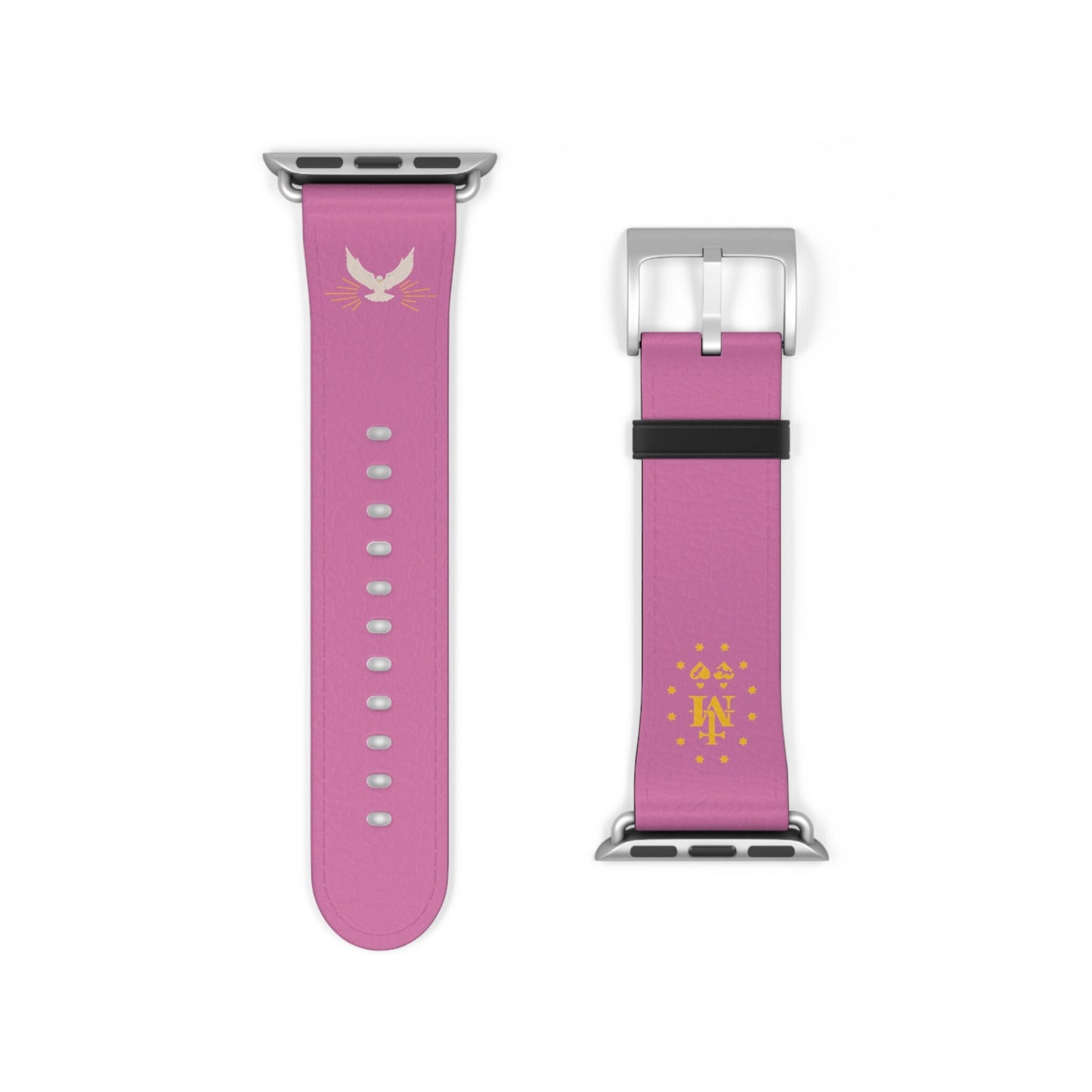 Pink Miraculous Medal AppleWatch Band Series 9/8/7/6/5/4/3/2/1/SE/Ultra, Apple WatchBand 38mm, Apple WatchBand 42mm, Catholic Gift
