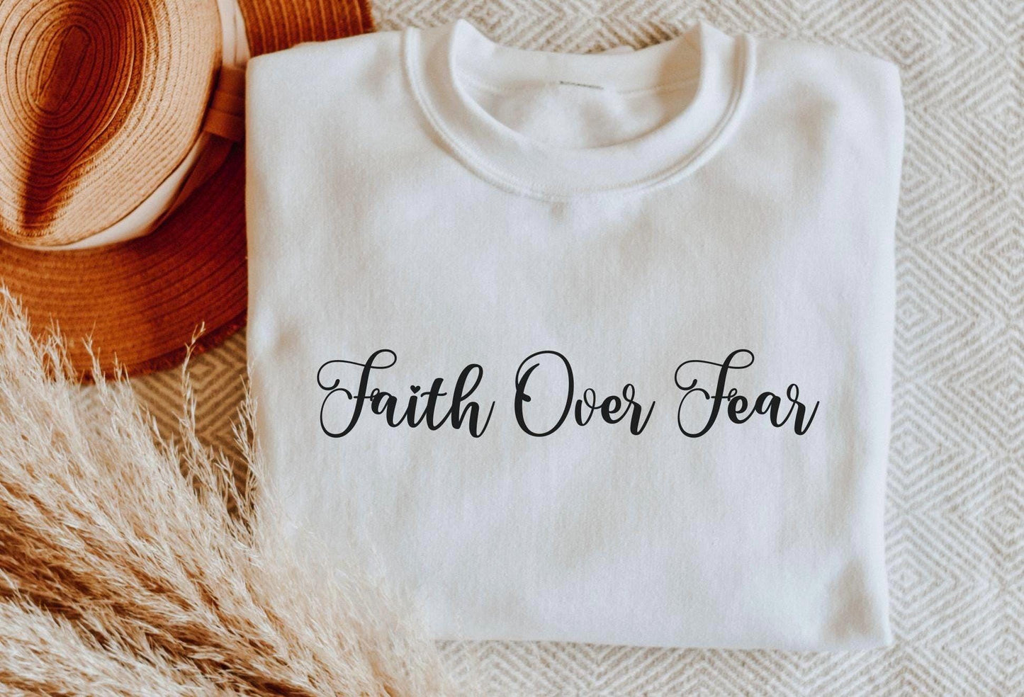 Catholic Sweatshirt, Unisex Crewneck Sweatshirt, Faith Over Fear Inspirational Quote, Religious Jumper, Christian Pullover, Spiritual
