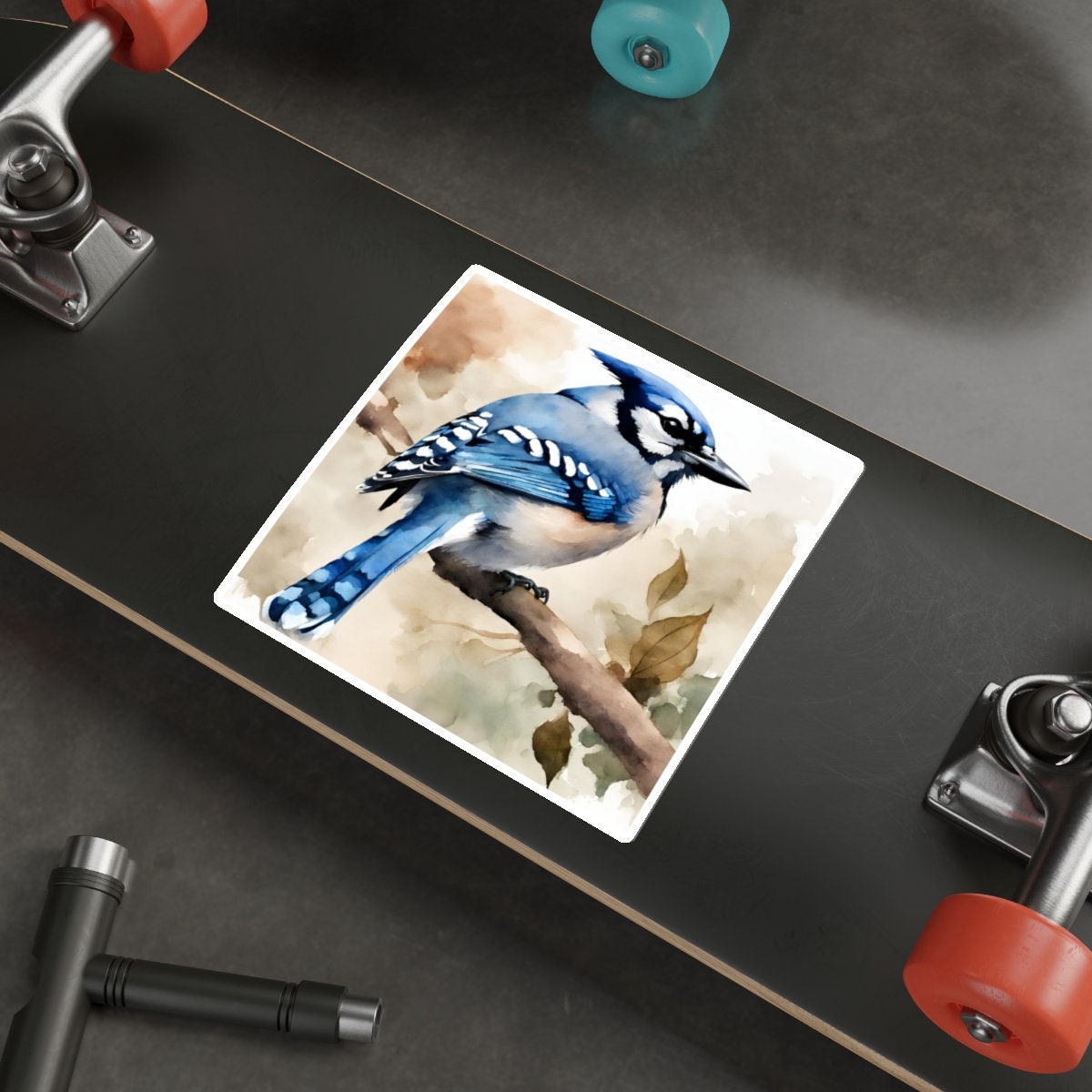 Blue Jay Water Resistant Sticker, Durable and Weatherproof Sticker, Handmade Bird Sticker, Best Matte Finish Sticker, Blue Jay Sticker