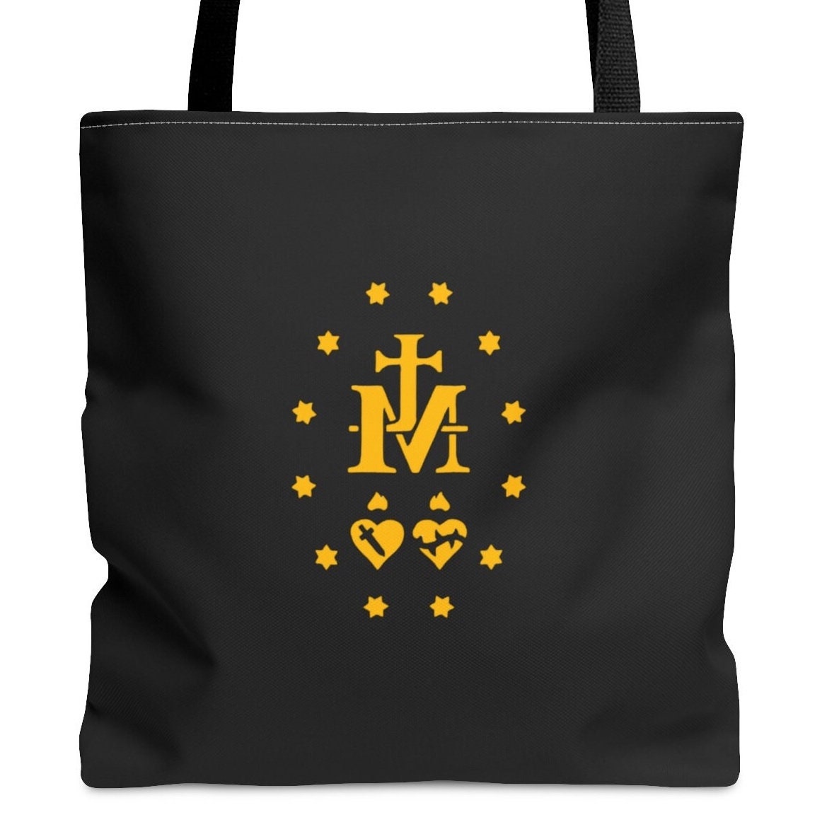 Miraculous Medal Tote Bag, Miraculous Medal of Our Lady, Retro Catholic Totes, Marian Tote Bag, Vintage Style Daily Bag, Canvas Tote Bag
