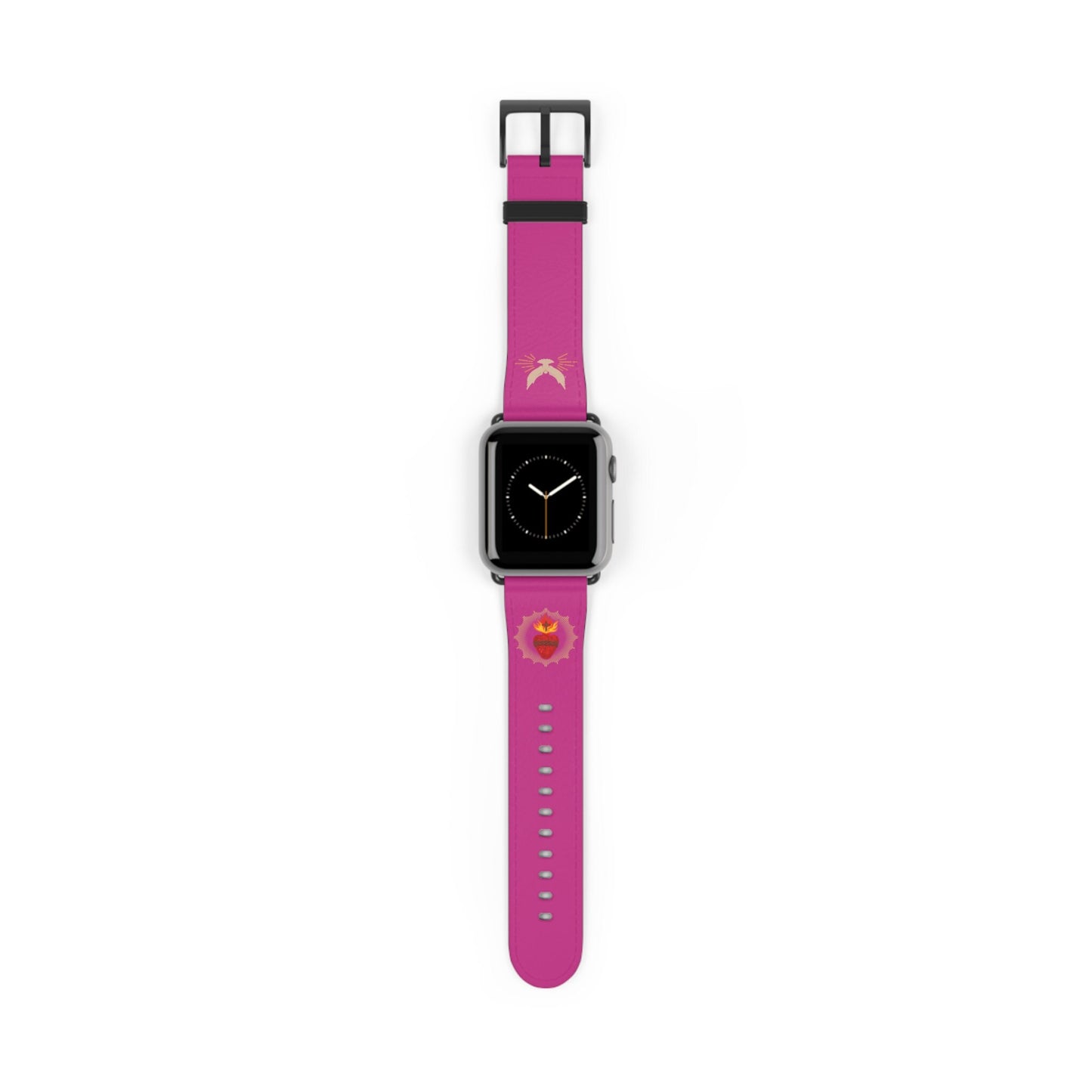 Pink Sacred Heart AppleWatch Band Series 9/8/7/6/5/4/3/2/1/SE/Ultra, Apple WatchBand 38mm, Apple WatchBand 42mm, Catholic Gift