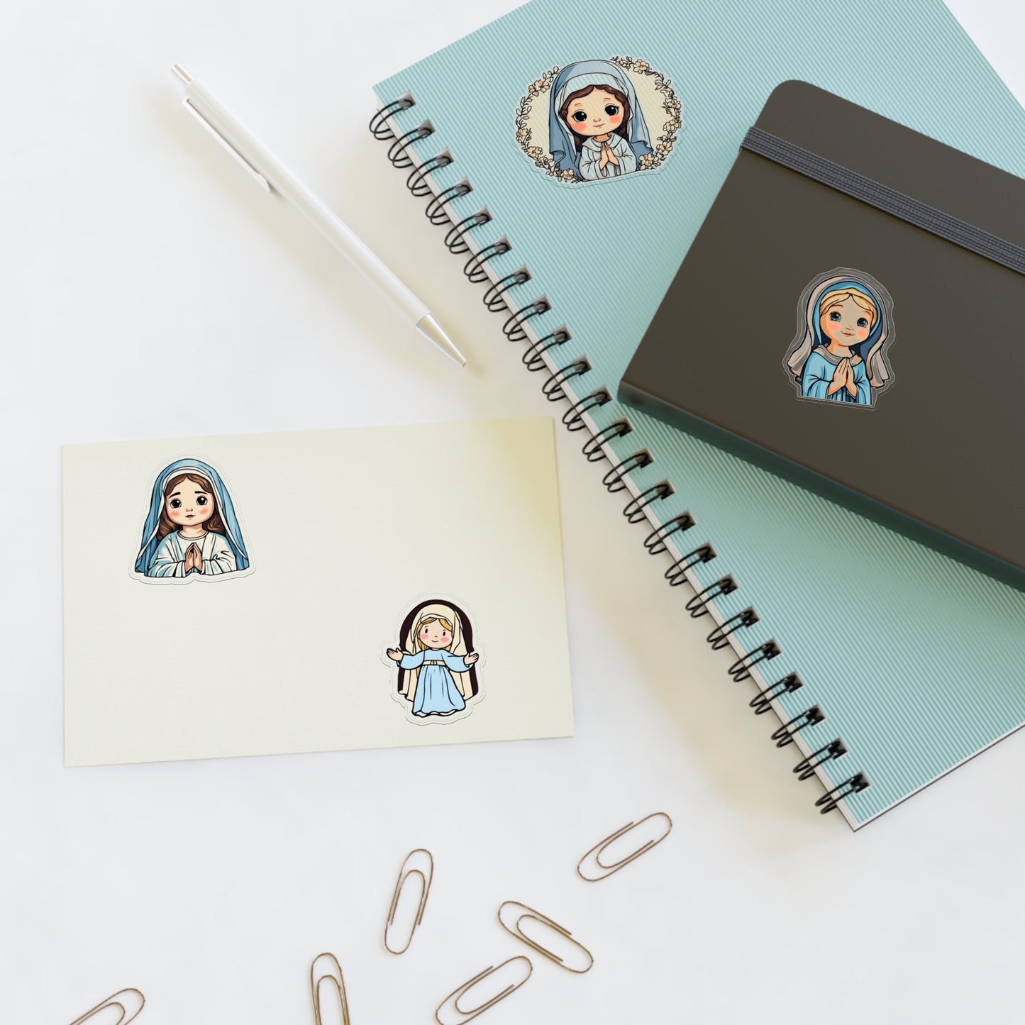 Set of 4 Virgin Mary Vinyl Stickers, Catholic Sticker Sheet for Kids, Marian Stationary, Catholic Crafts, First Communion Gifts