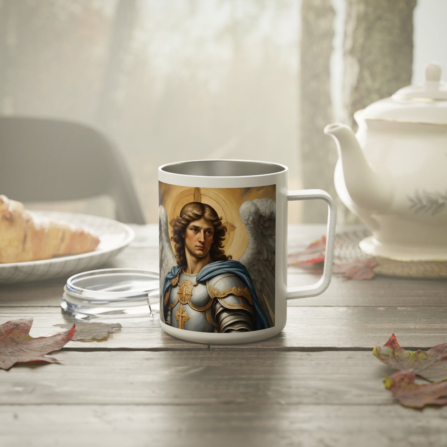 Saint Michael the Archangel Insulated Coffee Mug | 10oz | Snap-on Lid