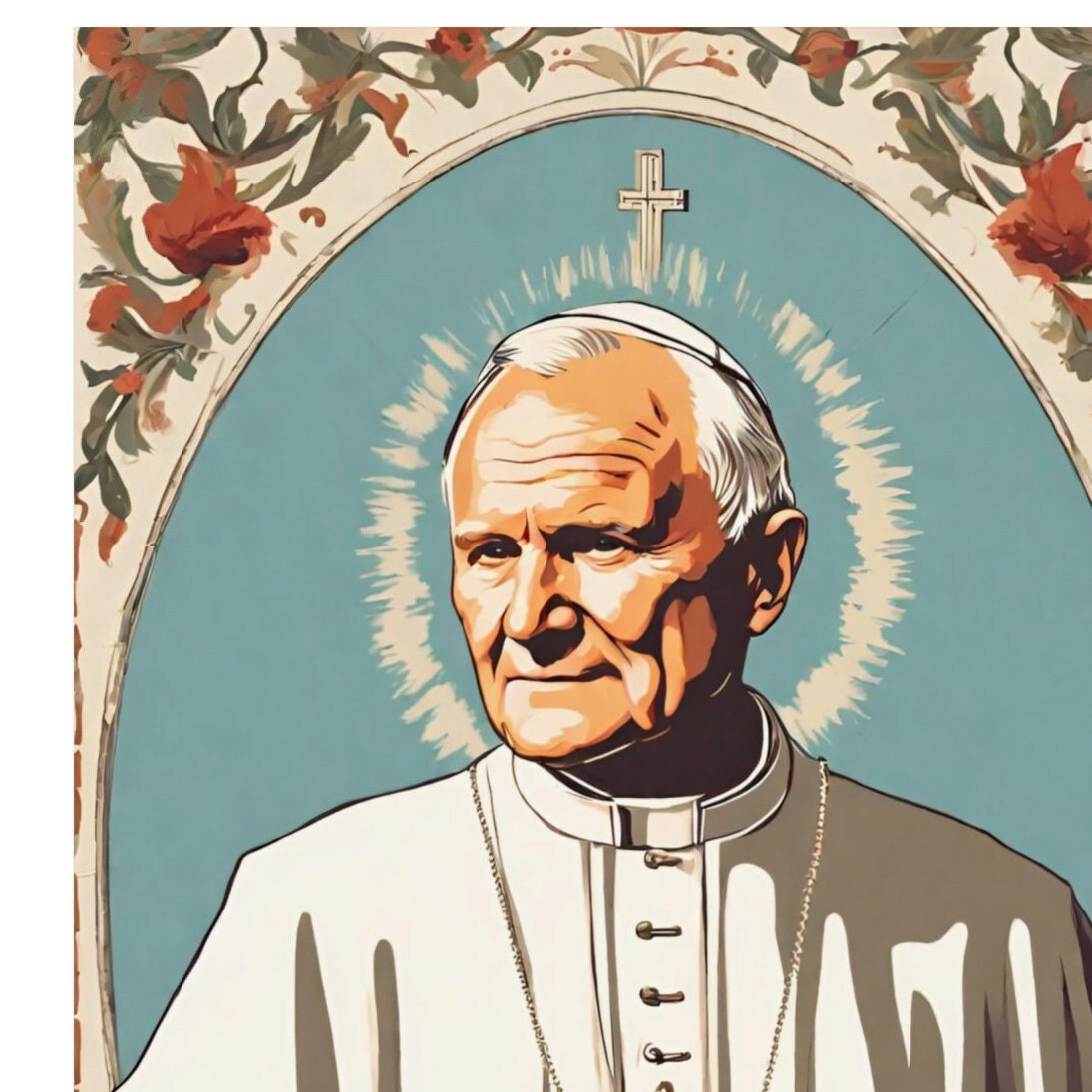 Vintage Saint John Paul II Premium Poster, Pope St JP2 Art, Retro Catholic Art, Wall Art, Vintage Catholic Gifts