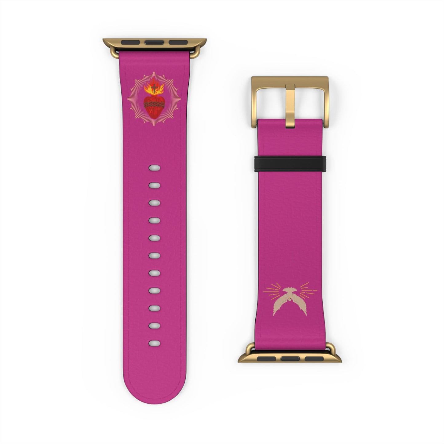 Pink Sacred Heart AppleWatch Band Series 9/8/7/6/5/4/3/2/1/SE/Ultra, Apple WatchBand 38mm, Apple WatchBand 42mm, Catholic Gift