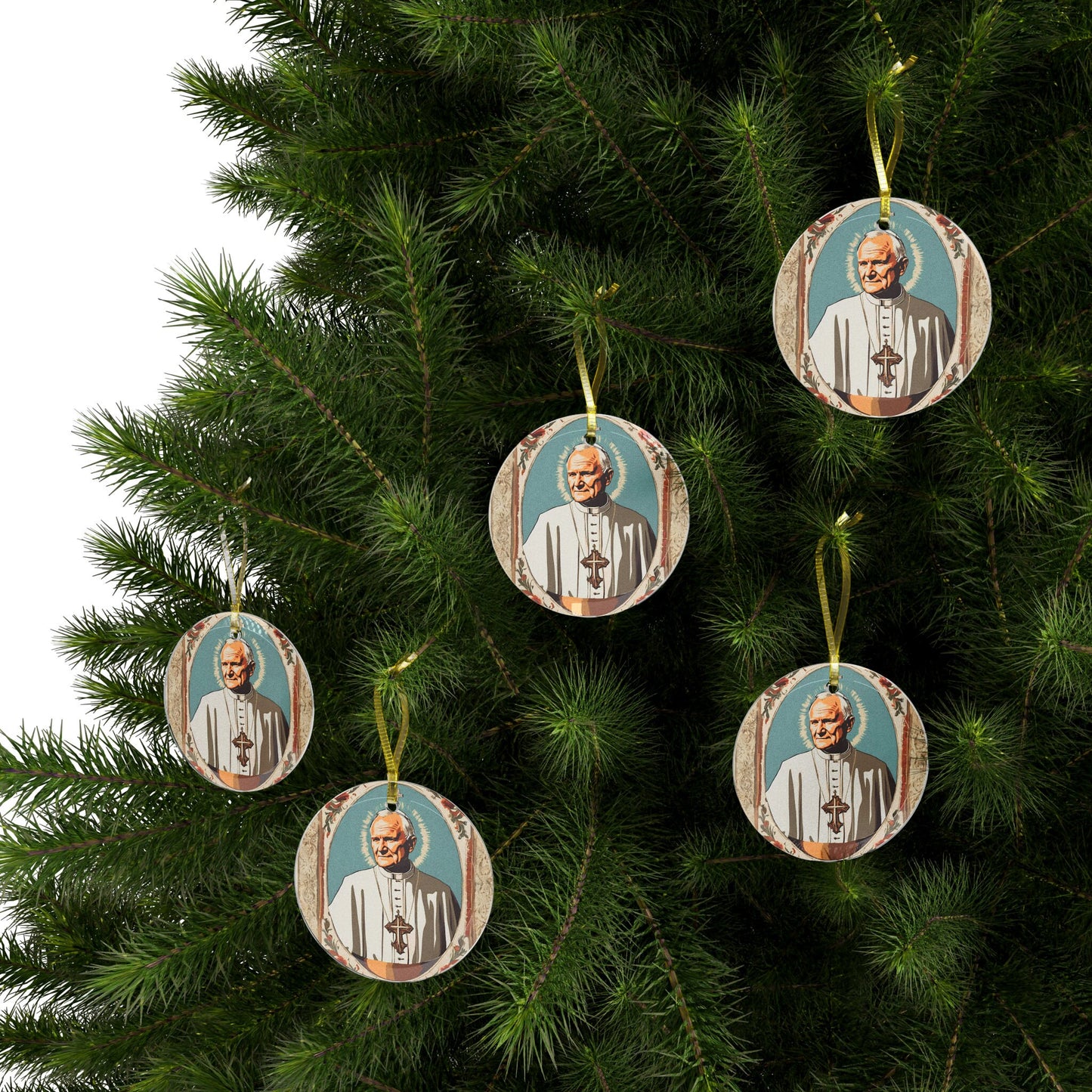 Saint John Paul II Glass Ornament, Catholic Christmas Ornaments, Catholic Gifts, Pope St JP2 Ornament