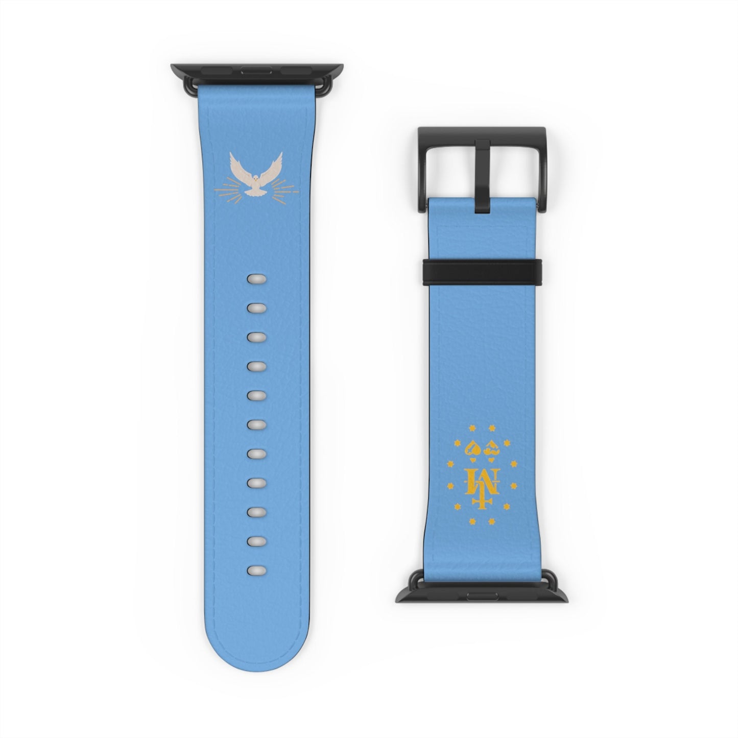 Light Blue Miraculous Medal AppleWatch Band Series 9/8/7/6/5/4/3/2/1/SE/Ultra, Apple WatchBand 38mm, Apple WatchBand 42mm, Catholic Gift