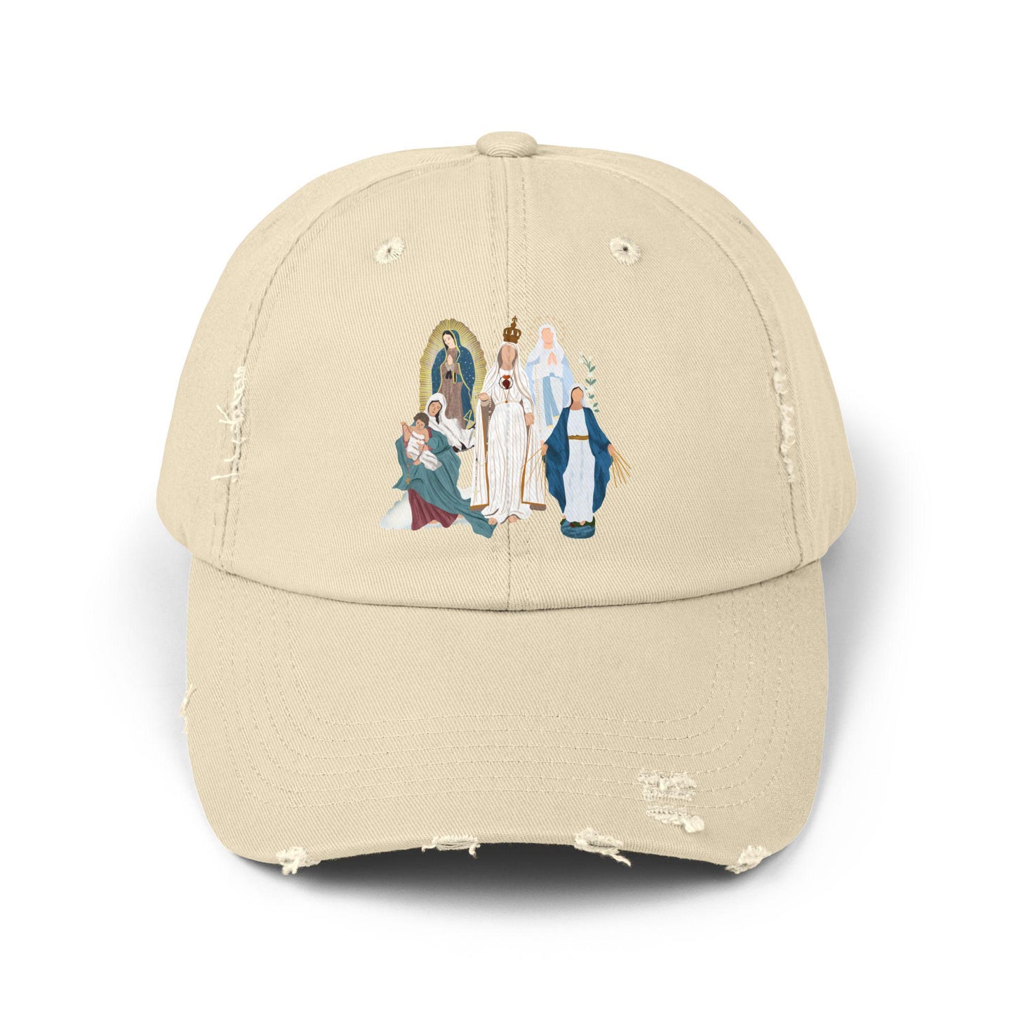 Distressed Cap, Marian Hat - Unisex Blessed Virgin Mary Headwear, Religious Baseball Cap, Christian Catholic Gift, Vintage Style Dad Hat