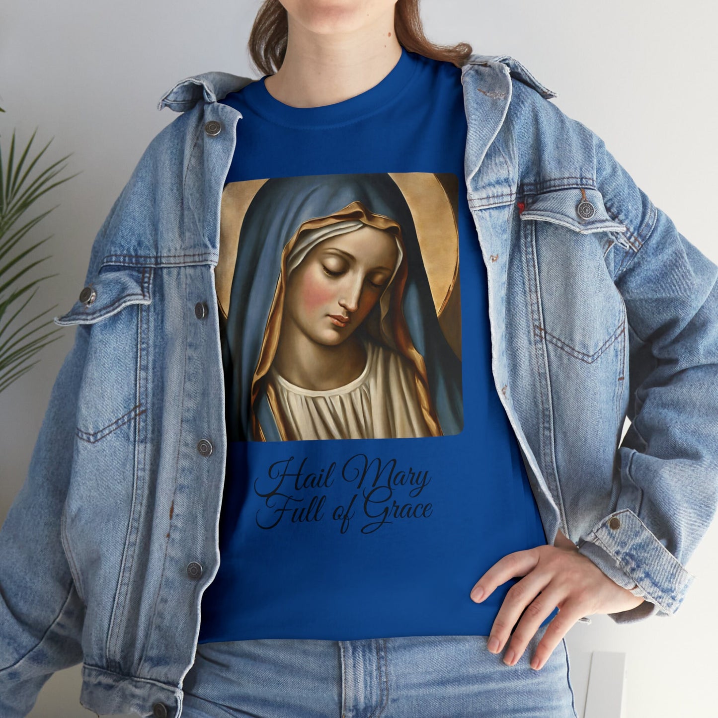 Blessed Virgin Mary Cotton Tee, Comfort Color Lightweight T-Shirt, Regular Round Neck T-Shirt, T-Shirt for Unisex, Short Sleeve TShirt