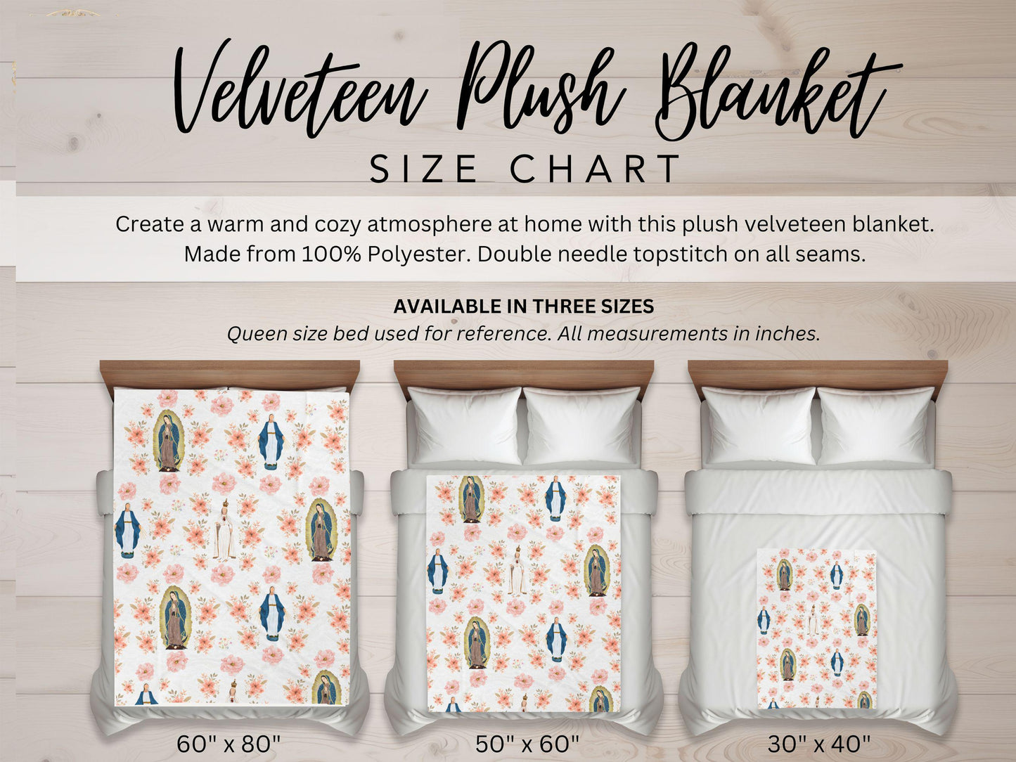 Virgin Mary Velveteen Plush Blanket, Catholic Religious Soft Throw, Our Lady of Fatima Cozy Winter Bedding, Catholic Kids Gift, Guadalupe