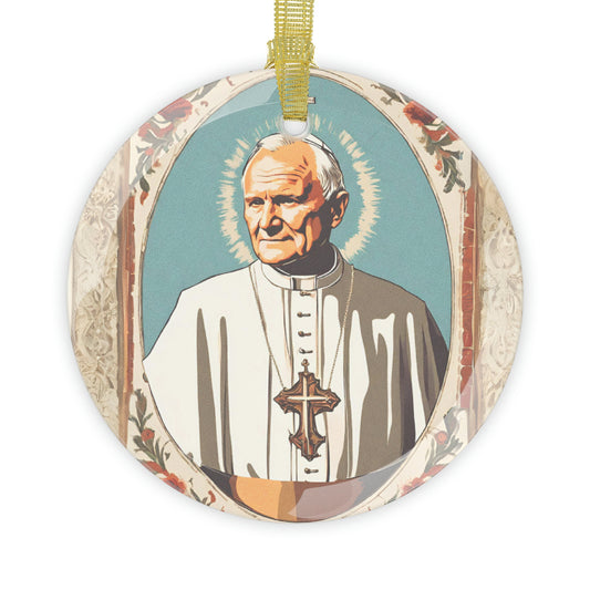 Saint John Paul II Glass Ornament, Catholic Christmas Ornaments, Catholic Gifts, Pope St JP2 Ornament