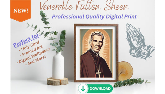 Vintage Venerable Fulton Sheen, Catholic Saint Printable Holy Card, Perfect for Catholic Home Decor, Instant Download, Digital File