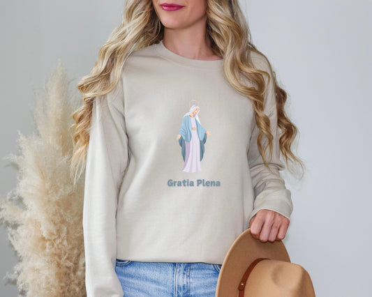 Our Lady Gratia Plena Sweatshirt, Virgin Mary Catholic Sweatshirt, Blessed Mother, Gift for Catholic Moms, Mother of God Jumper