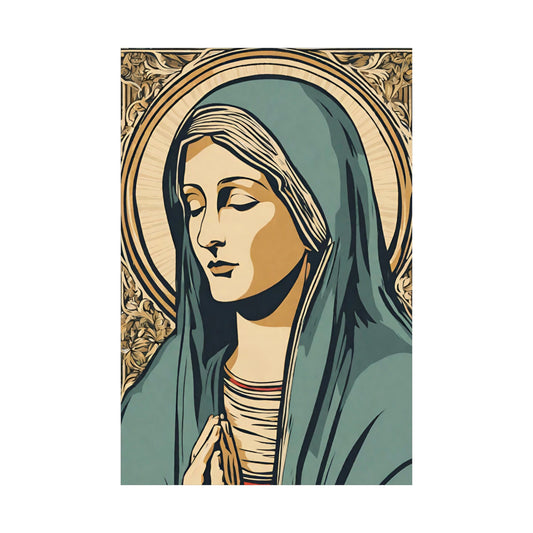 Vintage Virgin Mary Poster, Blessed Virgin Mary Art, Retro Catholic Art, Premium Wall Art, Vintage Catholic Gifts