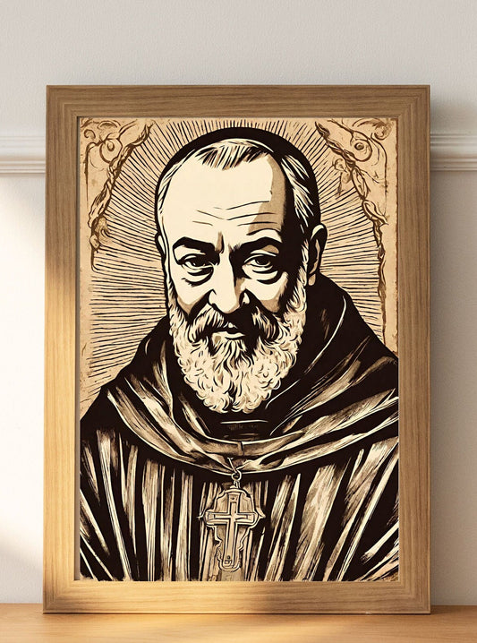 Vintage Saint Padre Pio, Printable Holy Card, Perfect for Catholic Home Decor, Instant Download, Digital File, Catholic Wall Art