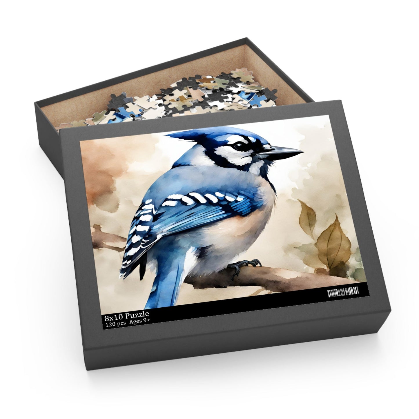 Blue Jay Bird Puzzle, Watercolor Jigsaw Puzzle, Games for Catholic Kids, Wholesome Family Activity