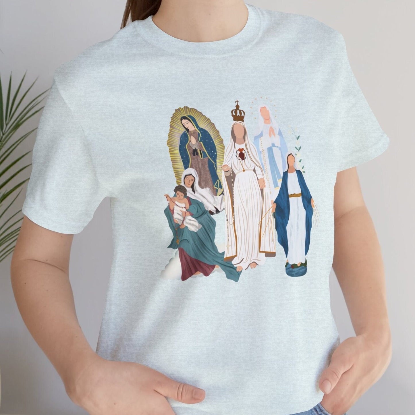 Blessed Virgin Mary Tee, Marian Medley T-Shirt, Our Lady of Fatima Top, Our Lady of Guadalupe Comfy T Shirt, Catholic Gifts