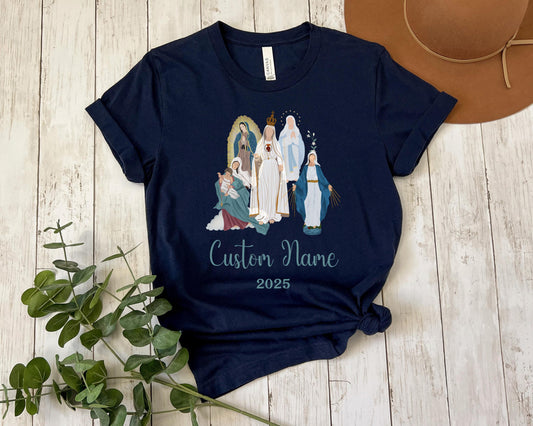 Personalized Catholic Baby Announcement Tee, Unisex Jersey Short Sleeve Shirt, Custom Virgin Mary, Baby Shower Gift, Marian Clothing