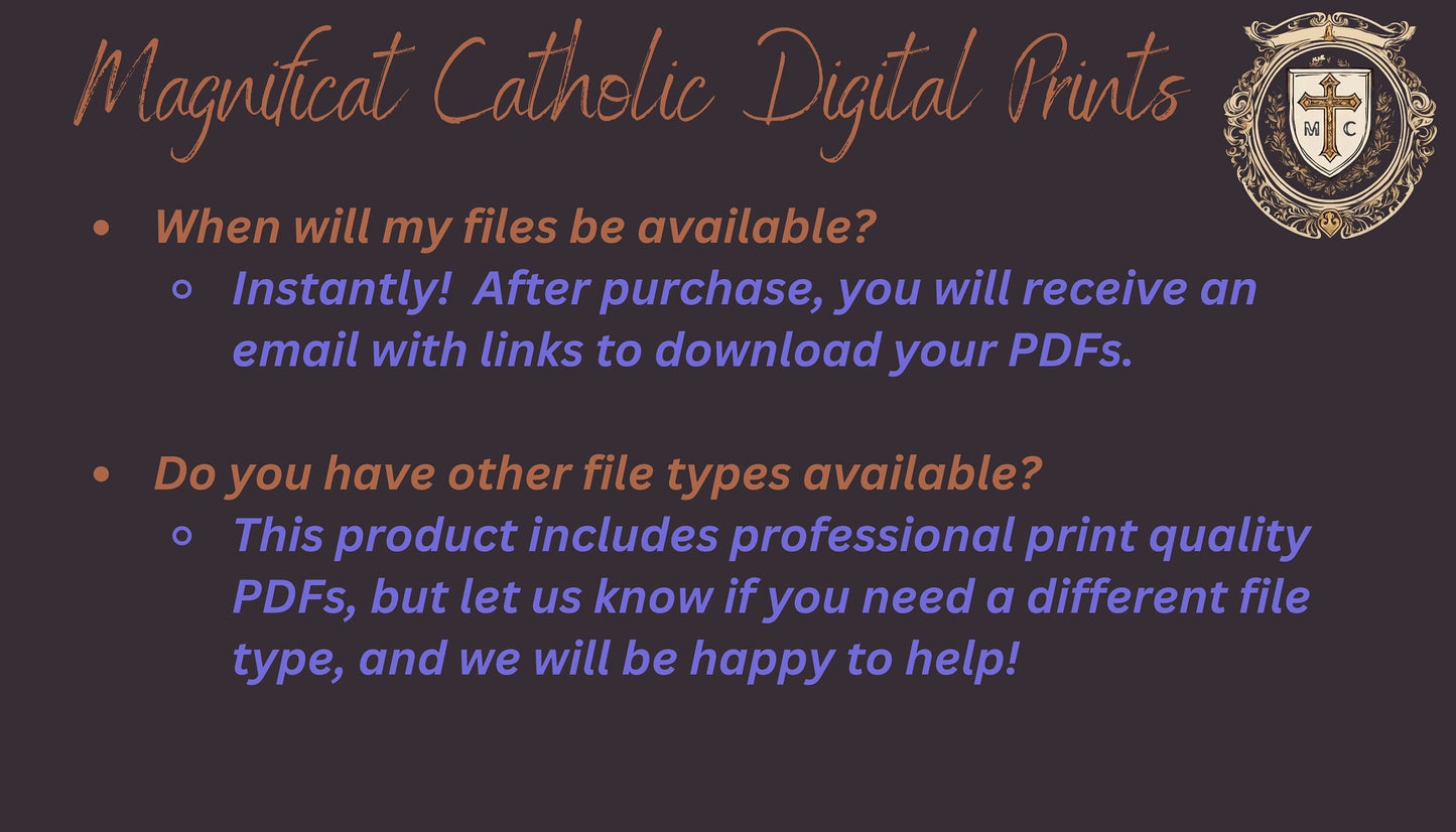 Holy Mary Retro Catholic Printable Instant Download | Vintage Style Blessed Virgin Mary Wall Art Digital Files