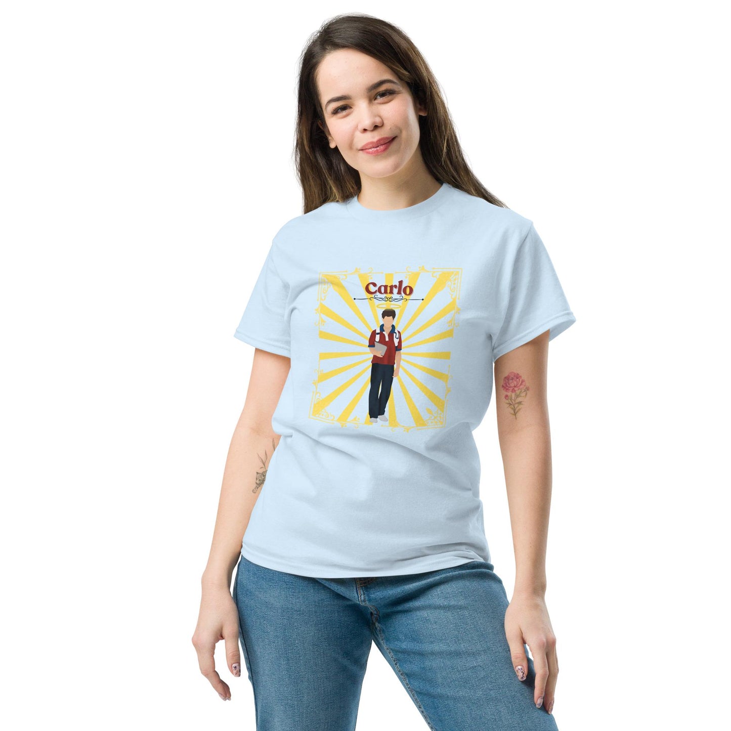Blessed Carlo Acutis Tee, Catholic Boys T-Shirt, Catholic Women's Shirt, Saint Carlo Acutis, Gift for Catholic Kids, Wives, Husbands