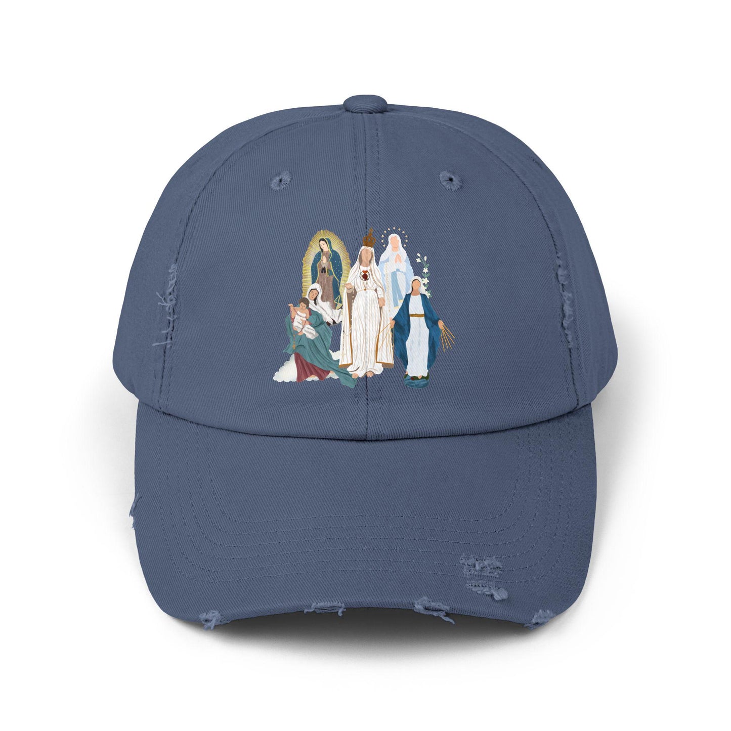 Distressed Cap, Marian Hat - Unisex Blessed Virgin Mary Headwear, Religious Baseball Cap, Christian Catholic Gift, Vintage Style Dad Hat