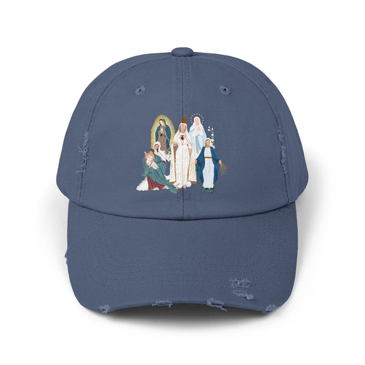 Distressed Cap, Marian Hat - Unisex Blessed Virgin Mary Headwear, Religious Baseball Cap, Christian Catholic Gift, Vintage Style Dad Hat