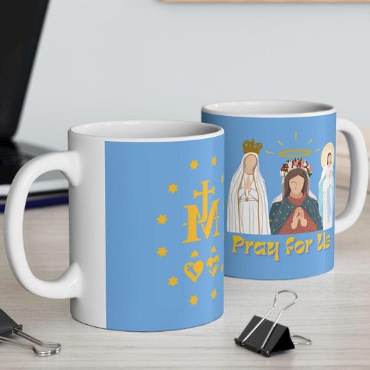 Virgin Mary Catholic Mug, Marian Tea Cup, Catholic Miraculous Medal Drinkware, Saint Coffee Mug, Catholic Gift, Blessed Mother Religious Mug