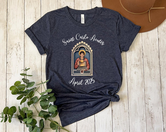 Saint Carlo Acutis T Shirt - Unisex Tee for Catholic Youth, Gift for Catholic Kids, Catholic Clothing, Memorial Shirt, Canonization Apparel