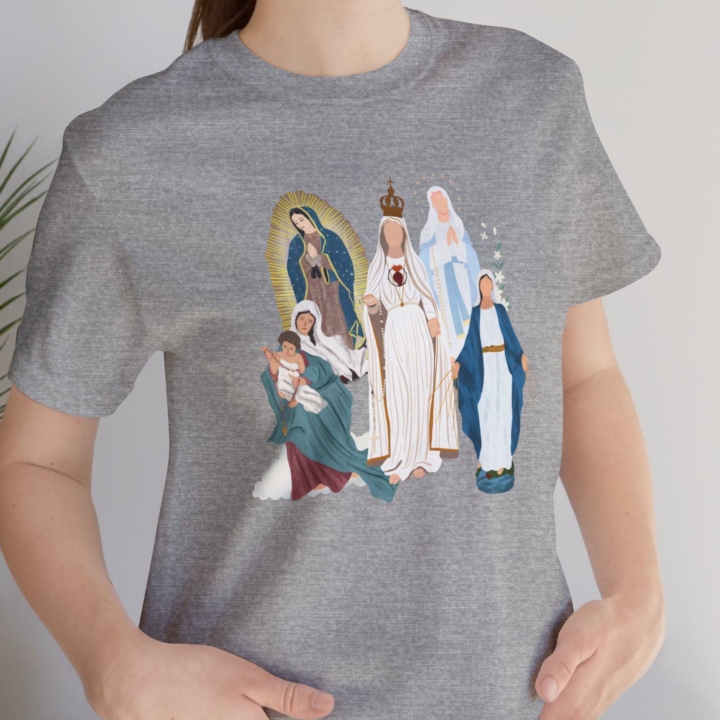 Blessed Virgin Mary Tee, Marian Medley T-Shirt, Our Lady of Fatima Top, Our Lady of Guadalupe Comfy T Shirt, Catholic Gifts