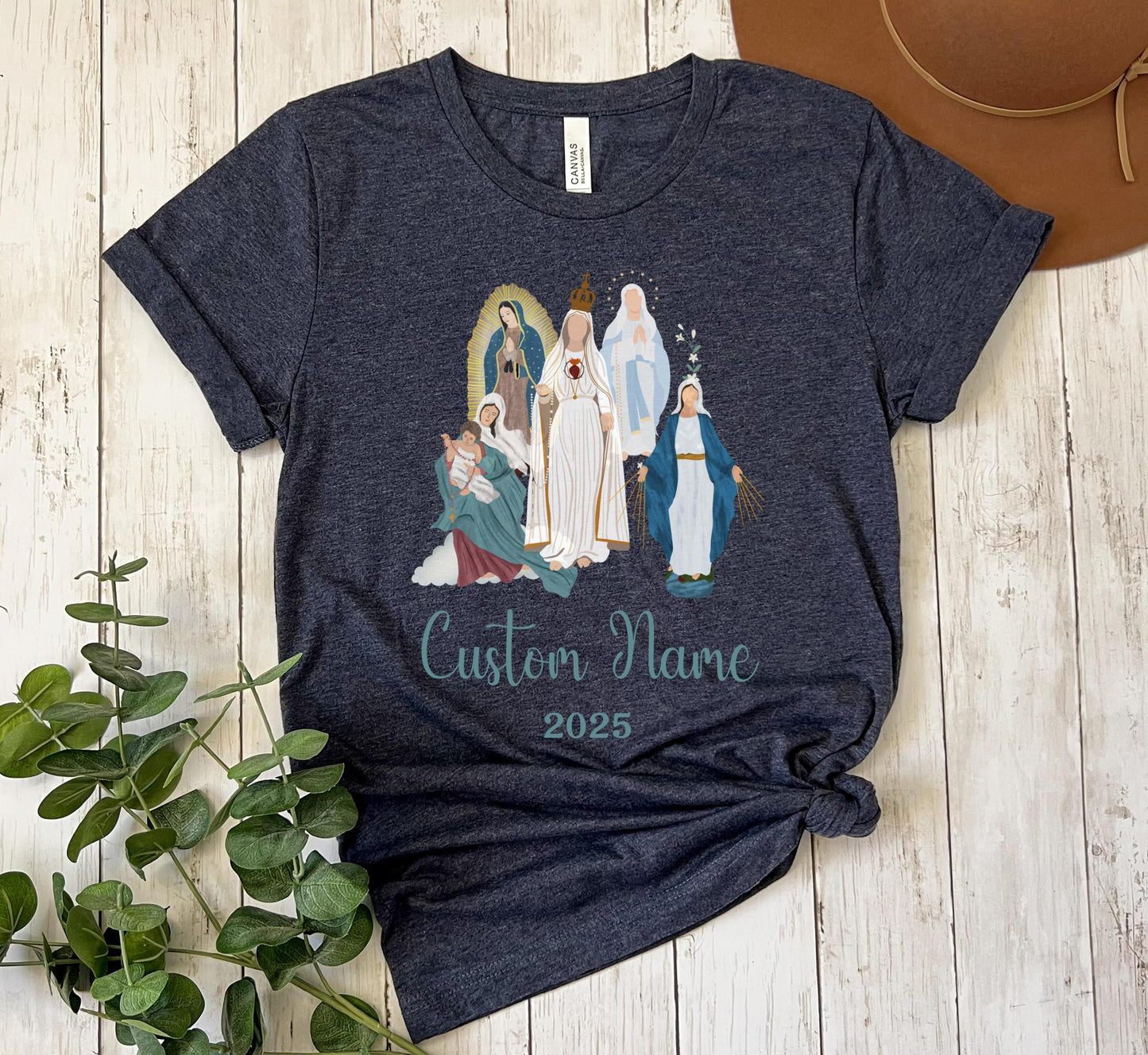 Personalized Catholic Baby Announcement Tee, Unisex Jersey Short Sleeve Shirt, Custom Virgin Mary, Baby Shower Gift, Marian Clothing