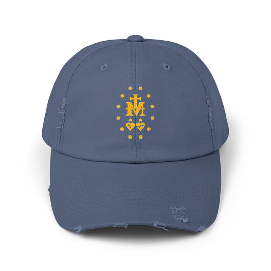Miraculous Medal Distressed Baseball Cap, Catholic Hat