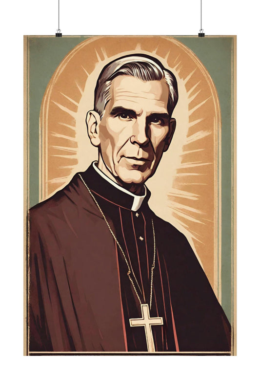 Vintage Fulton Sheen Poster, Ven Fulton Sheen Art, Retro Catholic Art, Premium Wall Art, Vintage Catholic Gifts