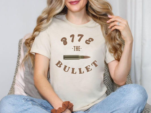 Bite the Bullet Unisex Tee, Funny Graphic Shirt, Humorous Sarcastic Bullet Pun Top, Joke Tee, Hilarious Gift Shirt, Casual Tee