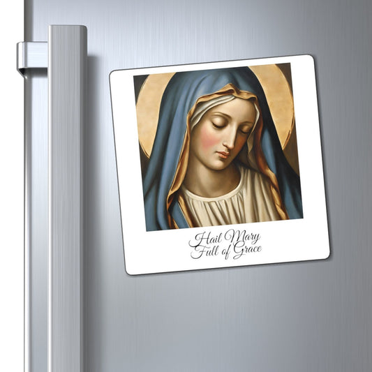 Virgin Mary Fridge Magnet, Catholic Home Decor, Marian Refridgerator Magnet, Hail Mary Full of Grace