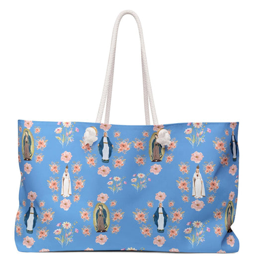 Blessed Virgin Mary Weekender Bag, Marian Travel Tote, Catholic Overnight Bag, Blessed Mother Duffle Bag, Catholic Weekend Bag