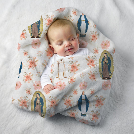 Virgin Mary Velveteen Plush Blanket, Catholic Religious Soft Throw, Our Lady of Fatima Cozy Winter Bedding, Catholic Kids Gift, Guadalupe