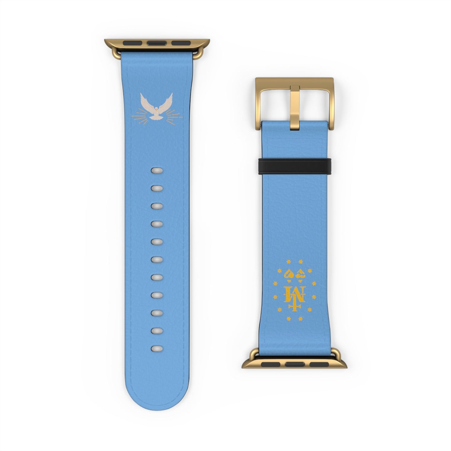 Light Blue Miraculous Medal AppleWatch Band Series 9/8/7/6/5/4/3/2/1/SE/Ultra, Apple WatchBand 38mm, Apple WatchBand 42mm, Catholic Gift