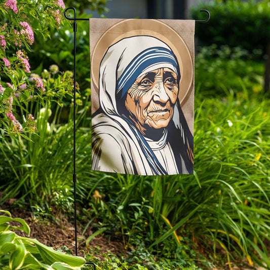 Saint Teresa of Calcutta Yard Flag, Mother Teresa of Kolkata, Catholic Art, Saints Prints, Home Decor, Outdoor Decoration, Garden Flag