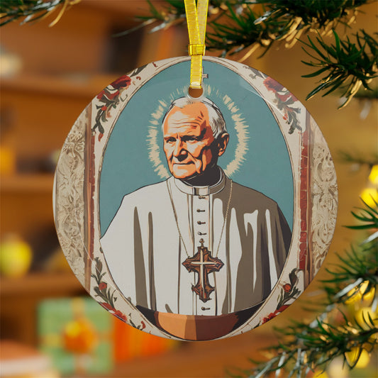 Saint John Paul II Glass Ornament, Catholic Christmas Ornaments, Catholic Gifts, Pope St JP2 Ornament