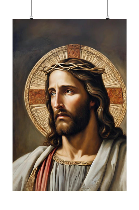 Jesus Crown of Thorns Poster, Vintage Christian Art, Classic Catholic Art, Premium Wall Art, Vintage Catholic Gifts