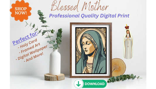 Holy Mary Retro Catholic Printable Instant Download | Vintage Style Blessed Virgin Mary Wall Art Digital Files
