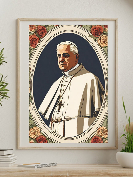 Vintage Pope Saint Pius X Catholic Art Digital Print, Religious Retro Decor, Instant Download, Digital File, Catholic Wall Art, Holy Card