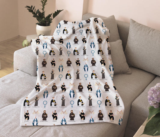 Catholic Saints Blanket, Soft Winter Throw, Cozy Saints Blanket, Catholic Gift for Kids, Super Soft Blanket, Velveteen Blanket for Mom