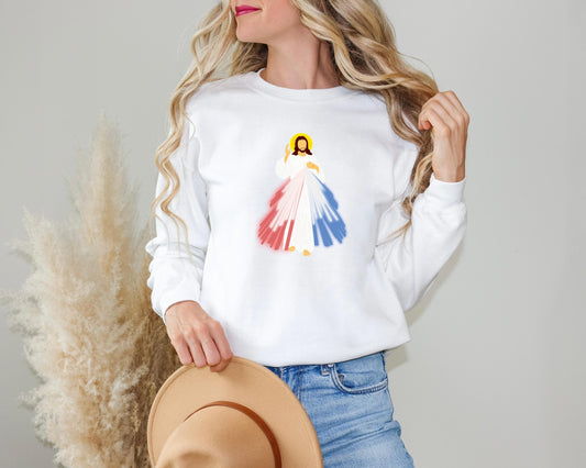 Catholic Divine Mercy Sweatshirt, Jesus I Trust in You Jumper, Catholic Crewneck, Unisex Christian Pullover, Catholic Gifts