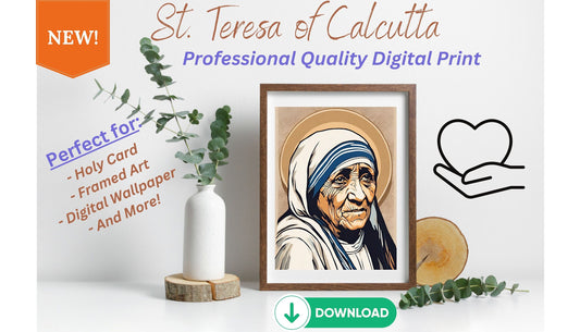 Vintage Saint Teresa of Calcutta, Printable Holy Card, Perfect for Catholic Home Decor, Instant Download, Digital File