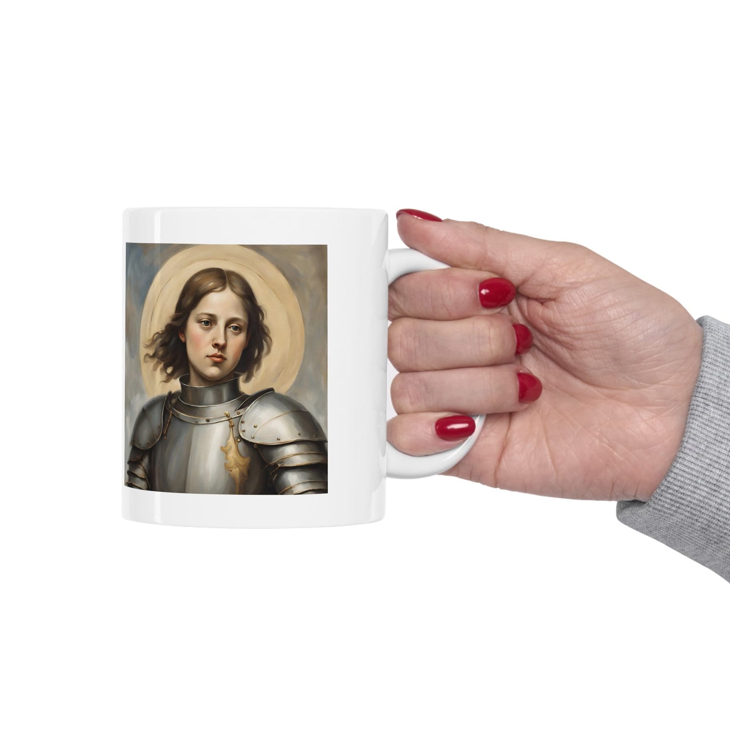 Saint Joan of Arc Coffee Mug, Premium Quality 11oz Coffee Cup, Unique Ceramic Coffee Cup, White Glossy Coffee Mug, Favorite Coffee Mug