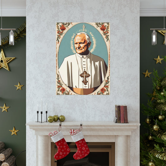 Vintage Saint John Paul II Premium Poster, Pope St JP2 Art, Retro Catholic Art, Wall Art, Vintage Catholic Gifts