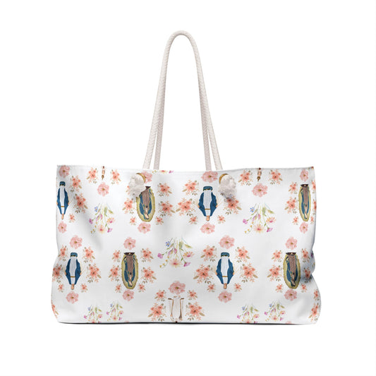 Marian Weekender Bag, Blessed Virgin Mary Travel Tote, Catholic Overnight Bag, Blessed Mother Duffle Bag, Catholic Weekend Bag