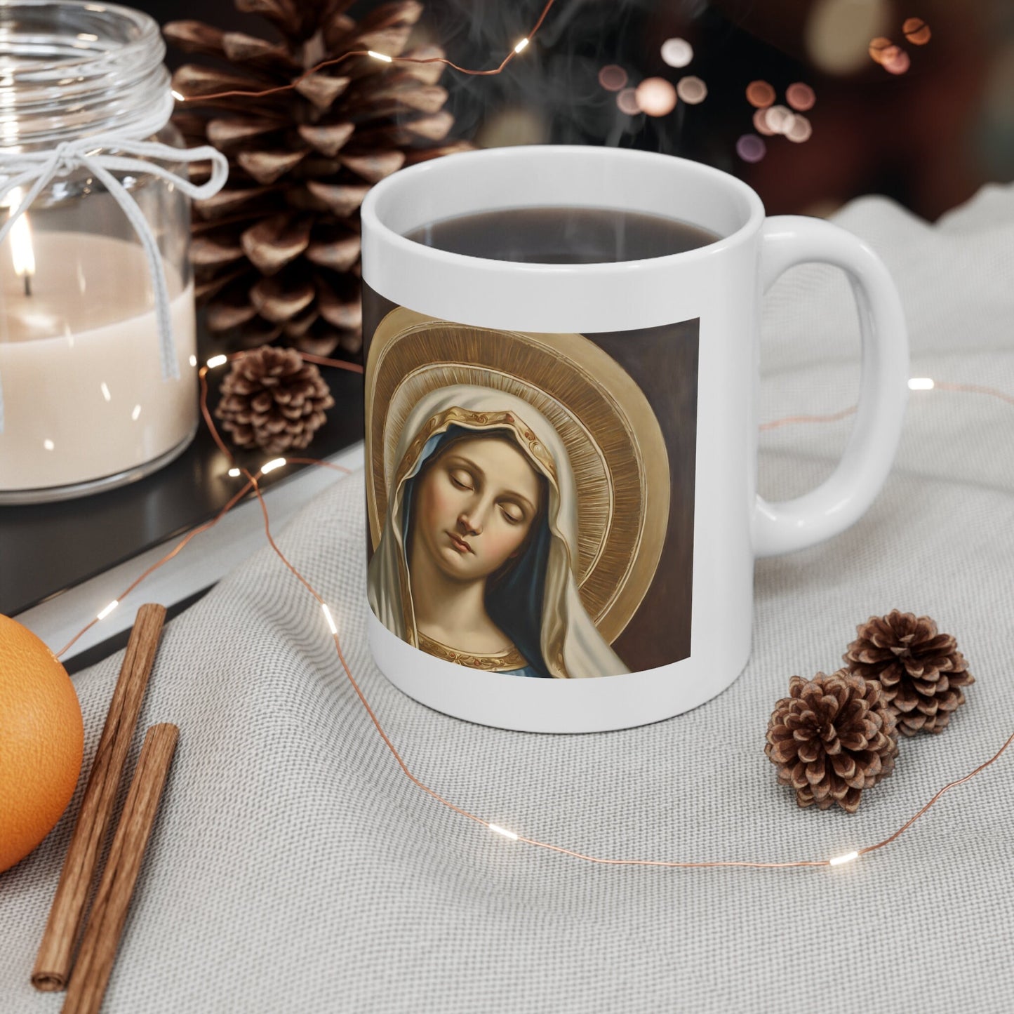 Coffee Mug Blessed Virgin Mary, Christmas Gift for Her, Marian Mug, Catholic Gifts